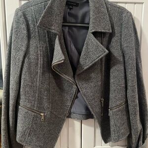 Ann Taylor Charcoal Gray Wool Moto Jacket